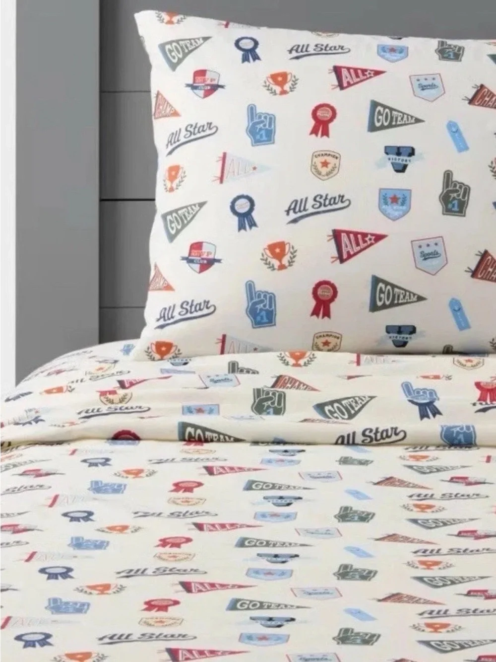 Pillowfort All Star Sports Full 3-Piece Sheet Set 220TC Cotton NWT